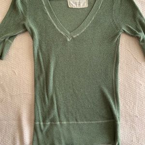 Green deep V neck sweater